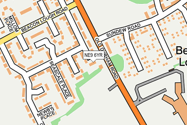 NE9 6YR map - OS OpenMap – Local (Ordnance Survey)