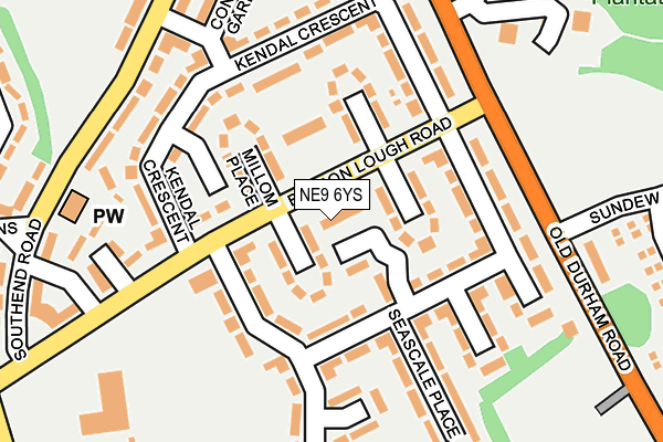 NE9 6YS map - OS OpenMap – Local (Ordnance Survey)