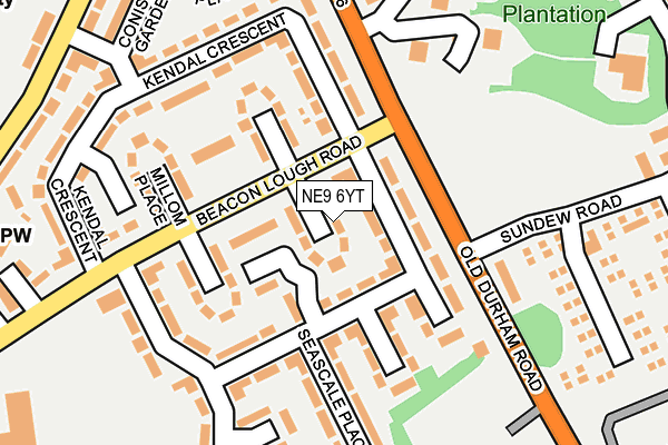 NE9 6YT map - OS OpenMap – Local (Ordnance Survey)