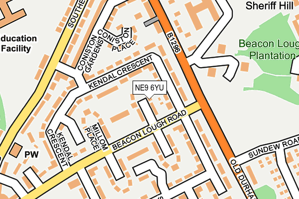 NE9 6YU map - OS OpenMap – Local (Ordnance Survey)