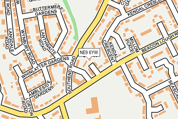 NE9 6YW map - OS OpenMap – Local (Ordnance Survey)