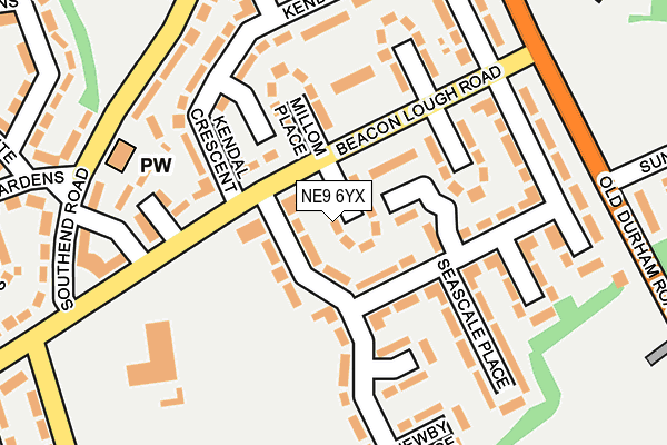 NE9 6YX map - OS OpenMap – Local (Ordnance Survey)