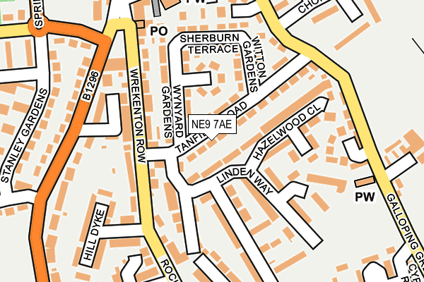 NE9 7AE map - OS OpenMap – Local (Ordnance Survey)