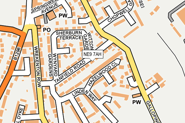 NE9 7AH map - OS OpenMap – Local (Ordnance Survey)