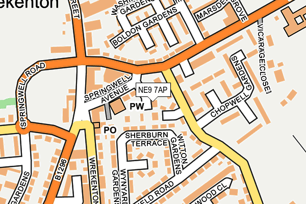 NE9 7AP map - OS OpenMap – Local (Ordnance Survey)