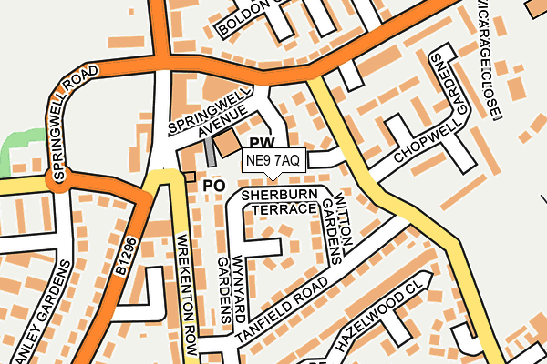 NE9 7AQ map - OS OpenMap – Local (Ordnance Survey)