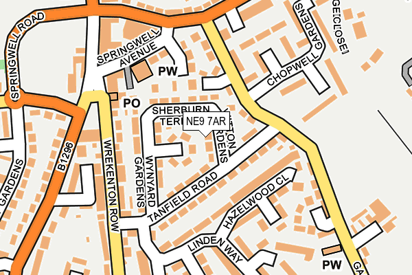 NE9 7AR map - OS OpenMap – Local (Ordnance Survey)
