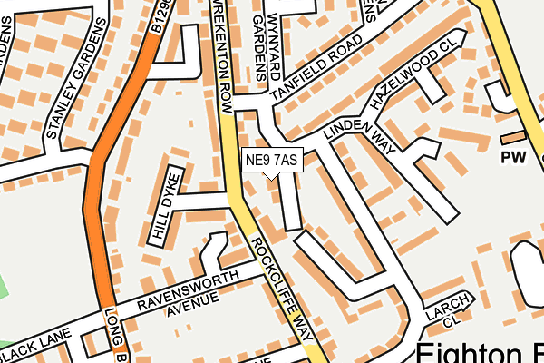 NE9 7AS map - OS OpenMap – Local (Ordnance Survey)