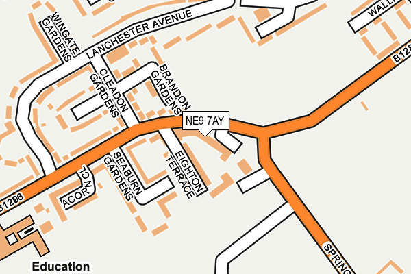 NE9 7AY map - OS OpenMap – Local (Ordnance Survey)