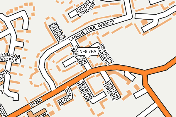 NE9 7BA map - OS OpenMap – Local (Ordnance Survey)