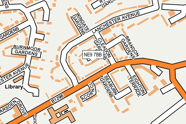 NE9 7BB map - OS OpenMap – Local (Ordnance Survey)