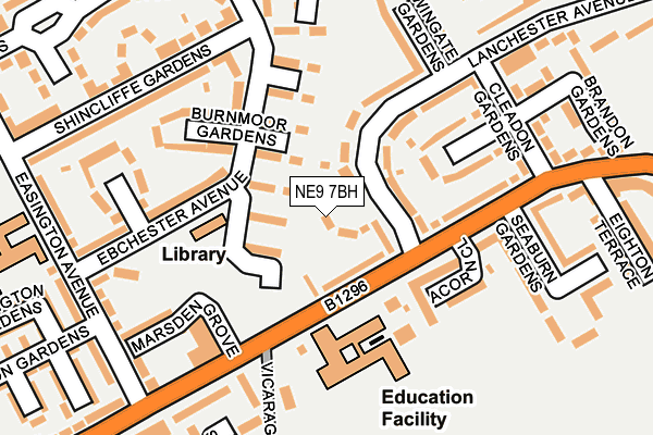 NE9 7BH map - OS OpenMap – Local (Ordnance Survey)