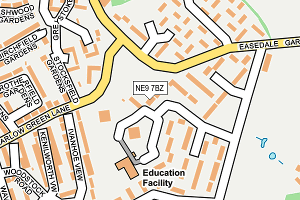 NE9 7BZ map - OS OpenMap – Local (Ordnance Survey)