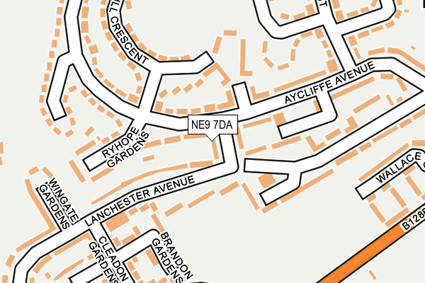 NE9 7DA map - OS OpenMap – Local (Ordnance Survey)