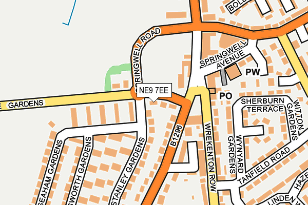 NE9 7EE map - OS OpenMap – Local (Ordnance Survey)