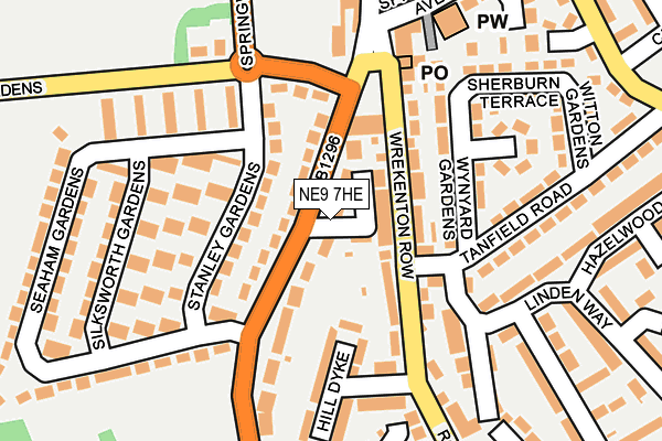 NE9 7HE map - OS OpenMap – Local (Ordnance Survey)