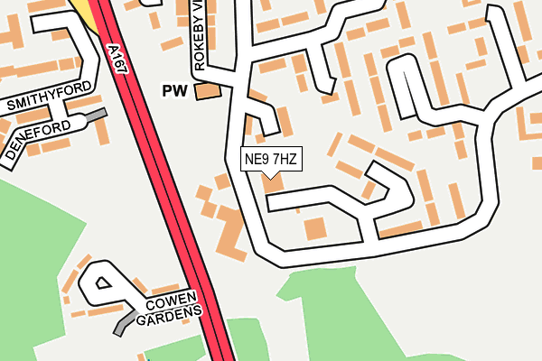 NE9 7HZ map - OS OpenMap – Local (Ordnance Survey)