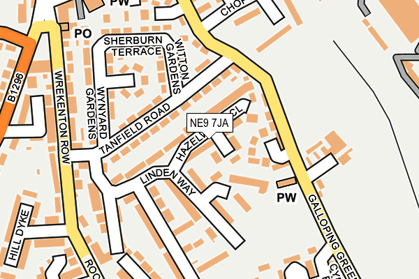 NE9 7JA map - OS OpenMap – Local (Ordnance Survey)