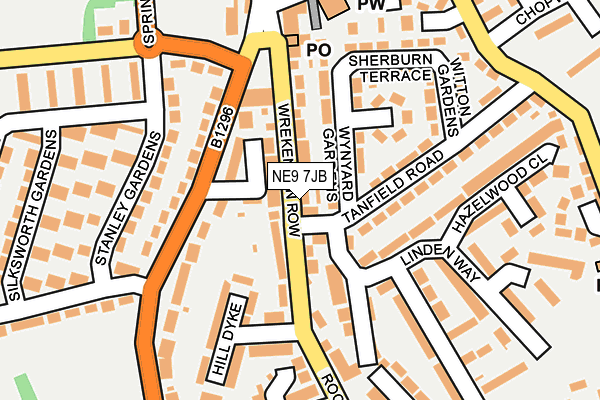 NE9 7JB map - OS OpenMap – Local (Ordnance Survey)