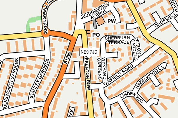 NE9 7JD map - OS OpenMap – Local (Ordnance Survey)