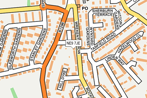 NE9 7JE map - OS OpenMap – Local (Ordnance Survey)
