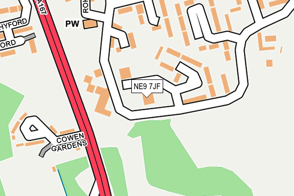 NE9 7JF map - OS OpenMap – Local (Ordnance Survey)