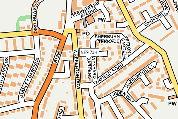 NE9 7JH map - OS OpenMap – Local (Ordnance Survey)