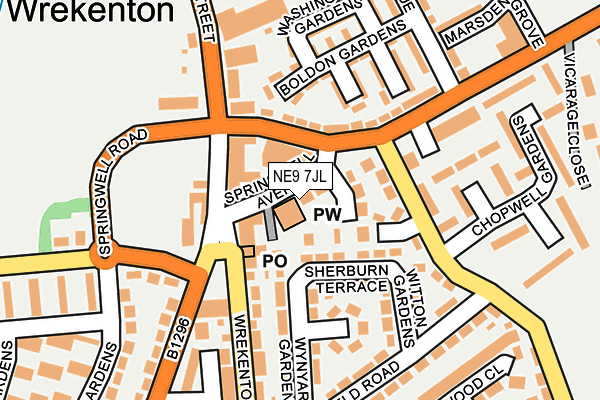 NE9 7JL map - OS OpenMap – Local (Ordnance Survey)