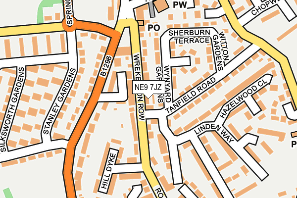 NE9 7JZ map - OS OpenMap – Local (Ordnance Survey)