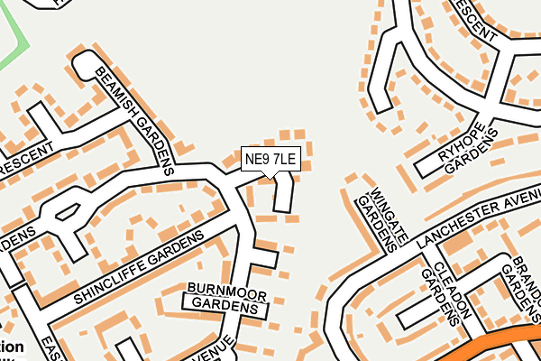 NE9 7LE map - OS OpenMap – Local (Ordnance Survey)