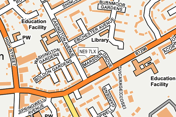 NE9 7LX map - OS OpenMap – Local (Ordnance Survey)