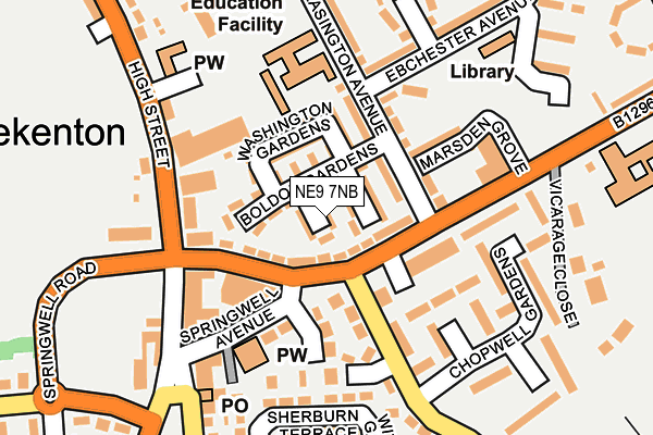 NE9 7NB map - OS OpenMap – Local (Ordnance Survey)