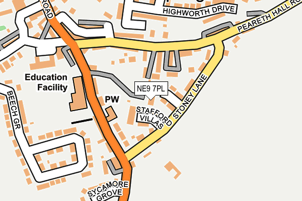 NE9 7PL map - OS OpenMap – Local (Ordnance Survey)