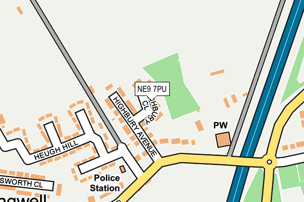 NE9 7PU map - OS OpenMap – Local (Ordnance Survey)