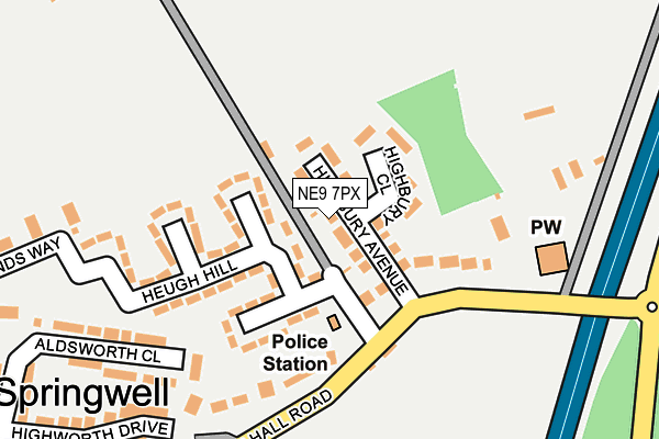 NE9 7PX map - OS OpenMap – Local (Ordnance Survey)