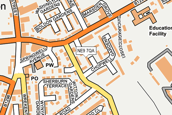 NE9 7QA map - OS OpenMap – Local (Ordnance Survey)