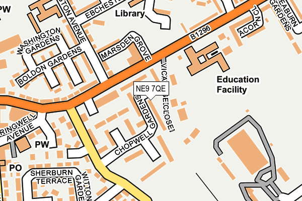 NE9 7QE map - OS OpenMap – Local (Ordnance Survey)