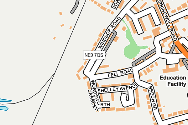 NE9 7QS map - OS OpenMap – Local (Ordnance Survey)