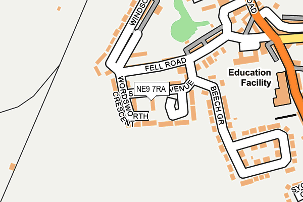 NE9 7RA map - OS OpenMap – Local (Ordnance Survey)