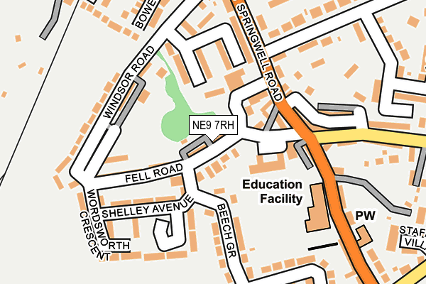 NE9 7RH map - OS OpenMap – Local (Ordnance Survey)