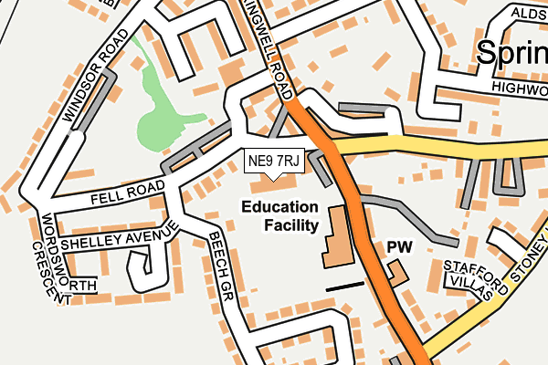 NE9 7RJ map - OS OpenMap – Local (Ordnance Survey)