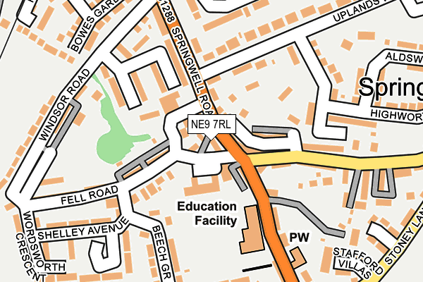 NE9 7RL map - OS OpenMap – Local (Ordnance Survey)