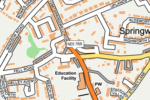 NE9 7RR map - OS OpenMap – Local (Ordnance Survey)