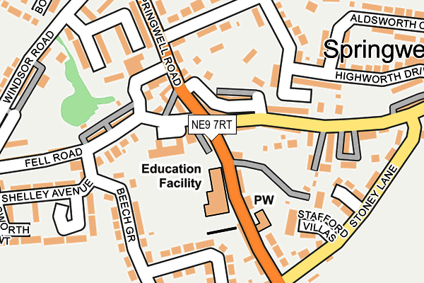 NE9 7RT map - OS OpenMap – Local (Ordnance Survey)