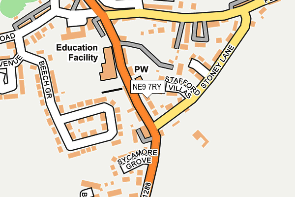 NE9 7RY map - OS OpenMap – Local (Ordnance Survey)