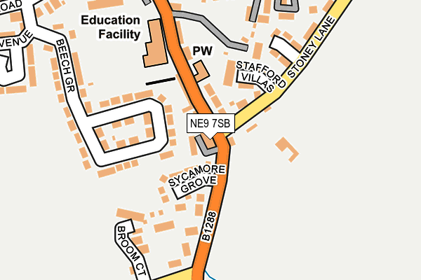 NE9 7SB map - OS OpenMap – Local (Ordnance Survey)