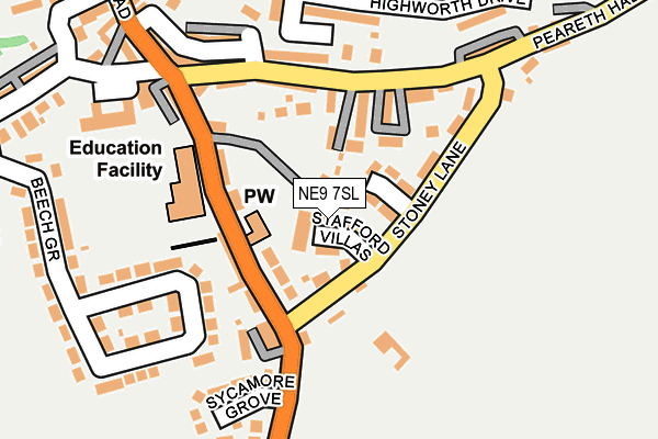 NE9 7SL map - OS OpenMap – Local (Ordnance Survey)