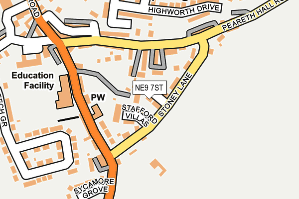 NE9 7ST map - OS OpenMap – Local (Ordnance Survey)