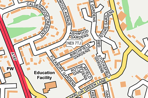 NE9 7TJ map - OS OpenMap – Local (Ordnance Survey)