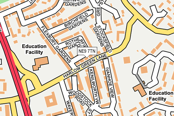 NE9 7TN map - OS OpenMap – Local (Ordnance Survey)